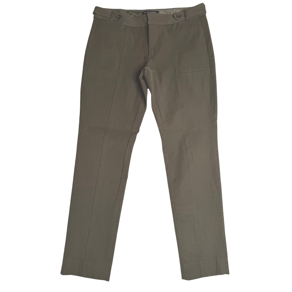 Banana Republic Sloan Button‎ Slim Fit Trousers Olive Heather Womens 2